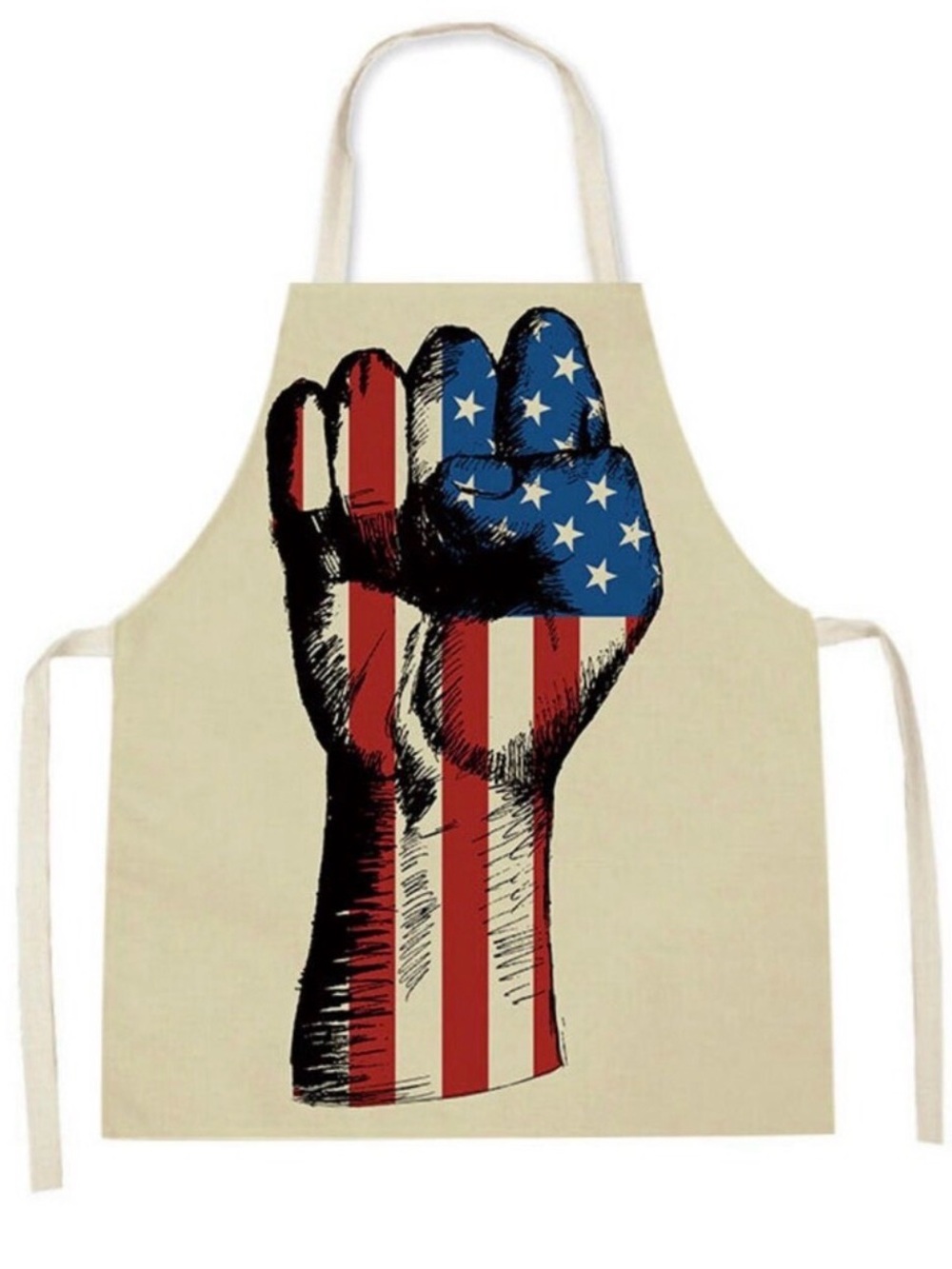 Patriotic USA Flag Linen Apron, BBQ Party Bib